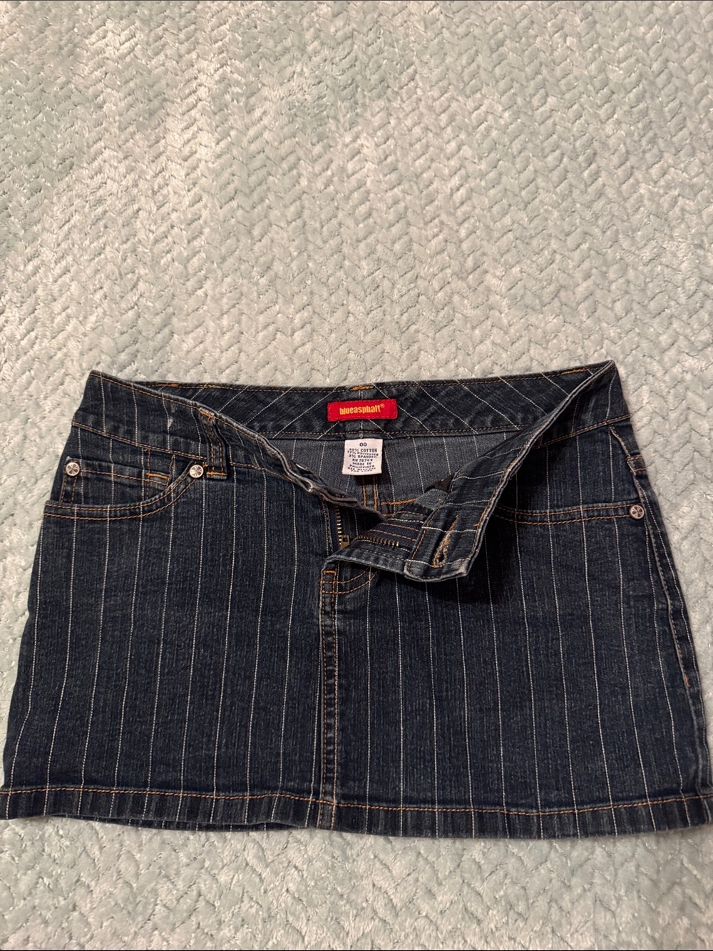 Mossimo Supply Co. Dark Blue Pinstripe Denim Mini Skirt